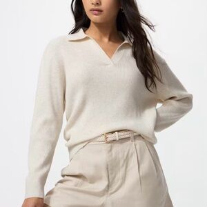 Uniqlo Washable Ribbed Knit Polo Sweater